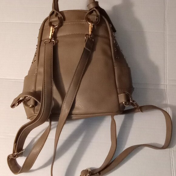 Bebe Mini Taupe Backpack w/ Gold Studs - Picture 2 of 9
